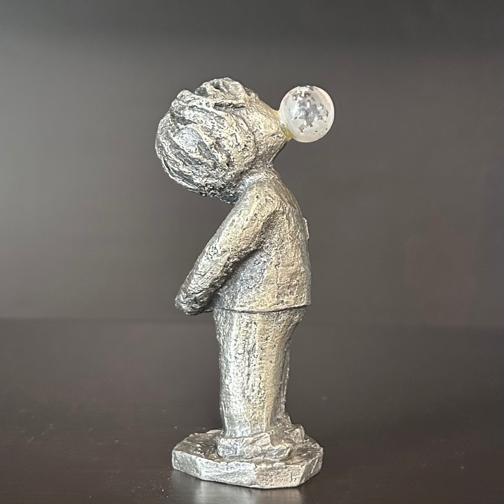 Vintage Hudson Pewter Walli Boy Blowing Bubble Miniature Figurine USA Made